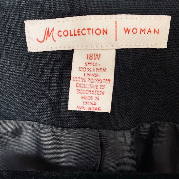Vintage JM Collection Size 18W 100% Linen Blazer Jacket Black Rhinestone - Picture 9 of 9